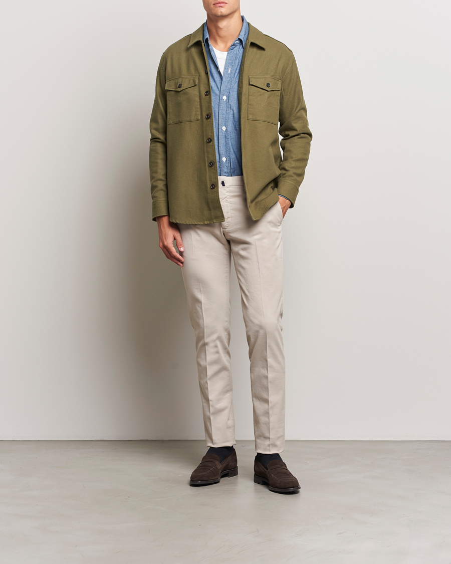 Heren | Broeken | Incotex | Slim Fit Cotton Stretch Chinos Light Beige