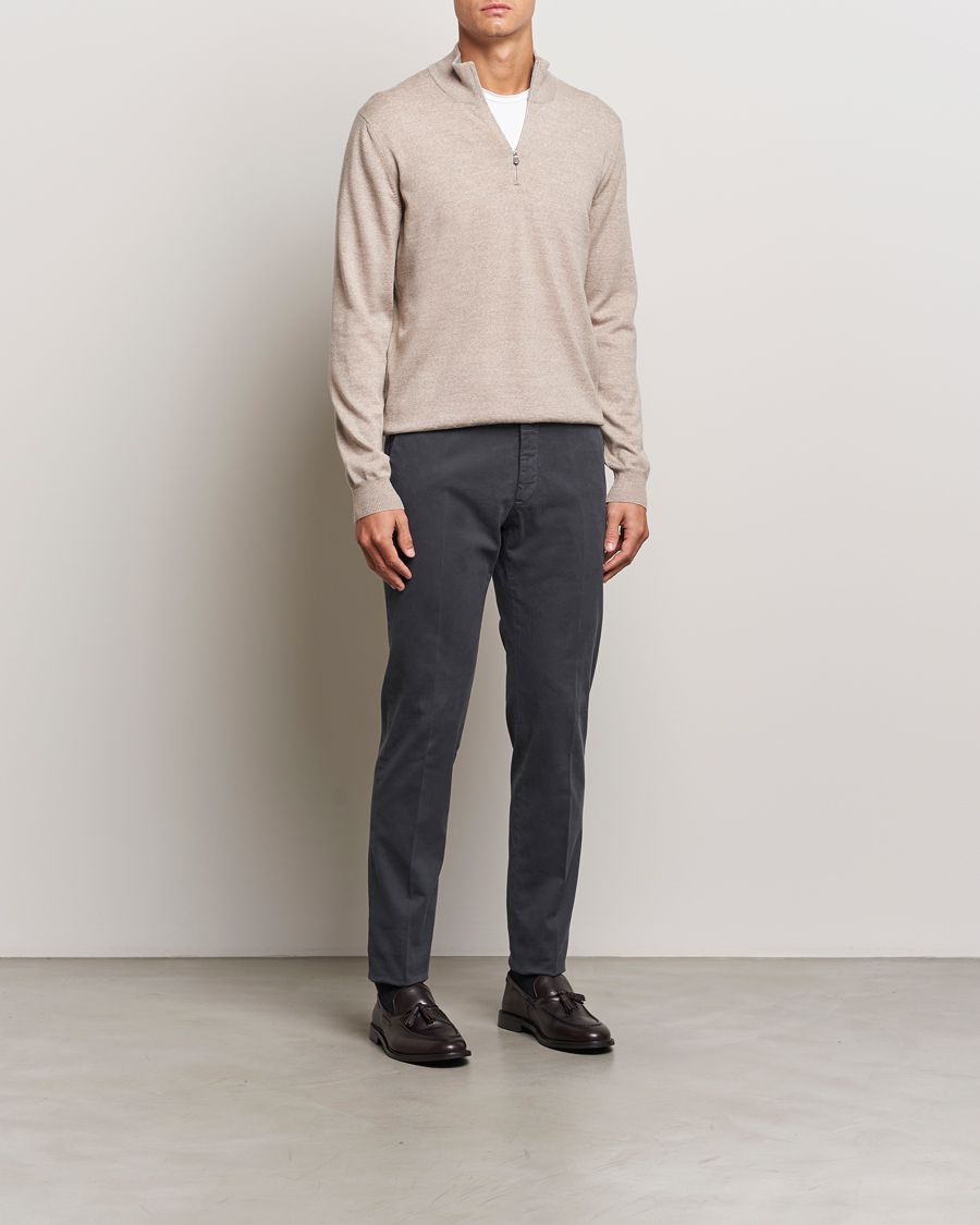 Heren | Broeken | Incotex | Slim Fit Cotton Stretch Chinos Dark Grey