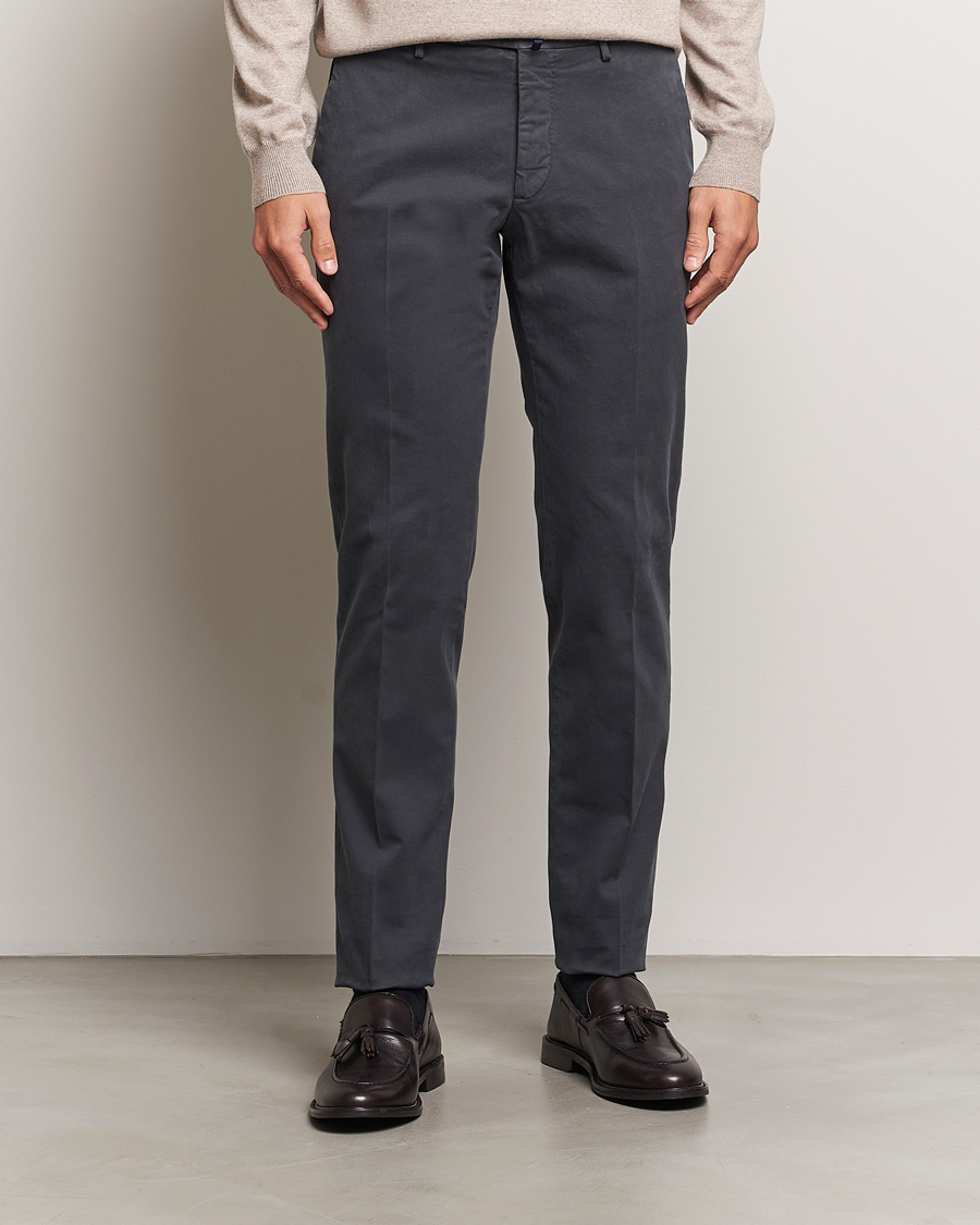 Heren | Broeken | Incotex | Slim Fit Cotton Stretch Chinos Dark Grey