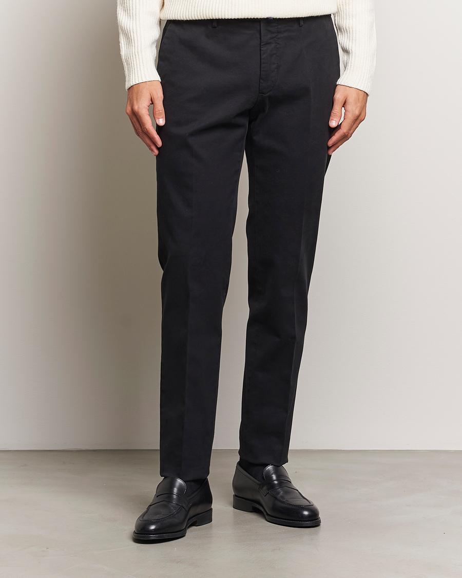 Heren | Broeken | Incotex | Slim Fit Cotton Stretch Chinos Black