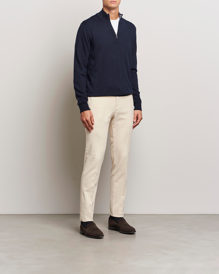 Heren | Broeken | Incotex | Slim Fit Luxury Moleskine Trousers Off White