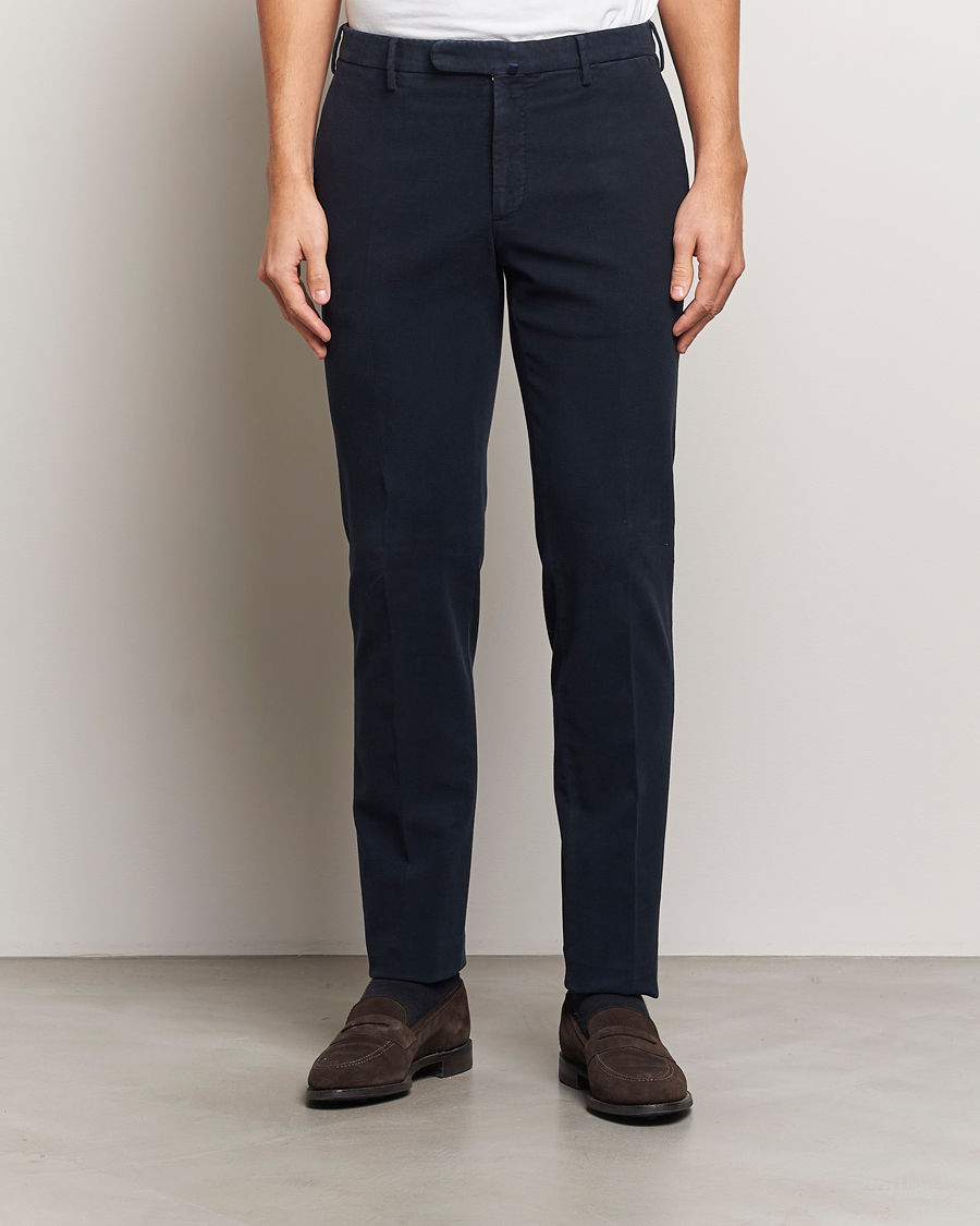 Heren | Broeken | Incotex | Slim Fit Luxury Moleskine Trousers Navy