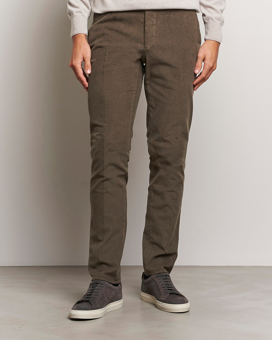 Heren | Broeken | Incotex | Slim Fit Baby Corduroy Trousers Brown