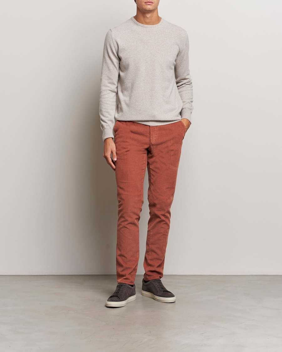 Heren | Broeken | Incotex | Slim Fit Baby Corduroy Trousers Vintage Red