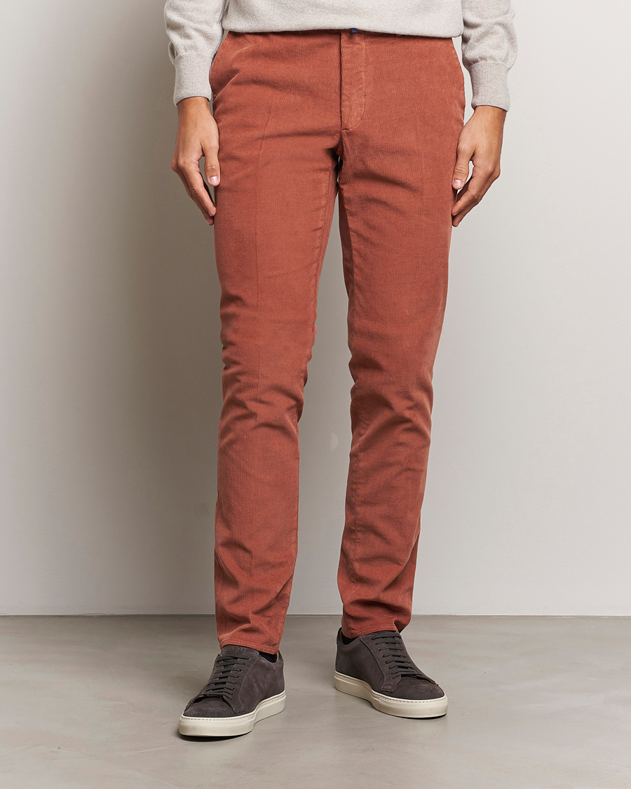 Heren | Broeken | Incotex | Slim Fit Baby Corduroy Trousers Vintage Red