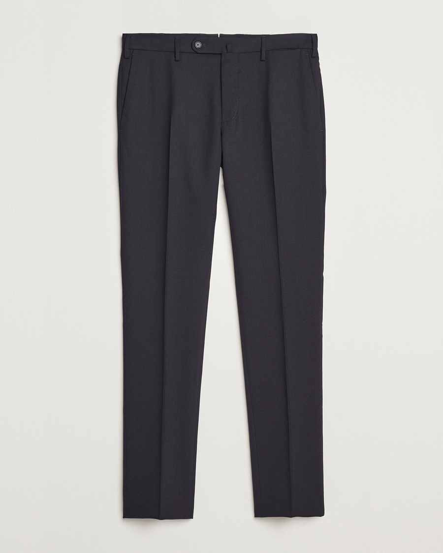 Heren | Broeken | Incotex | Silm Fit Washable Flannel Trousers Navy