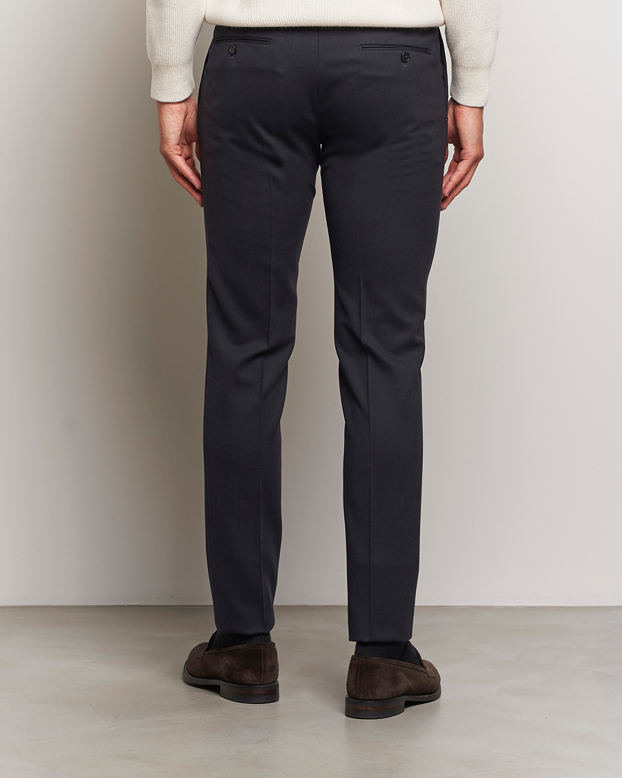 Heren | Broeken | Incotex | Silm Fit Washable Flannel Trousers Navy