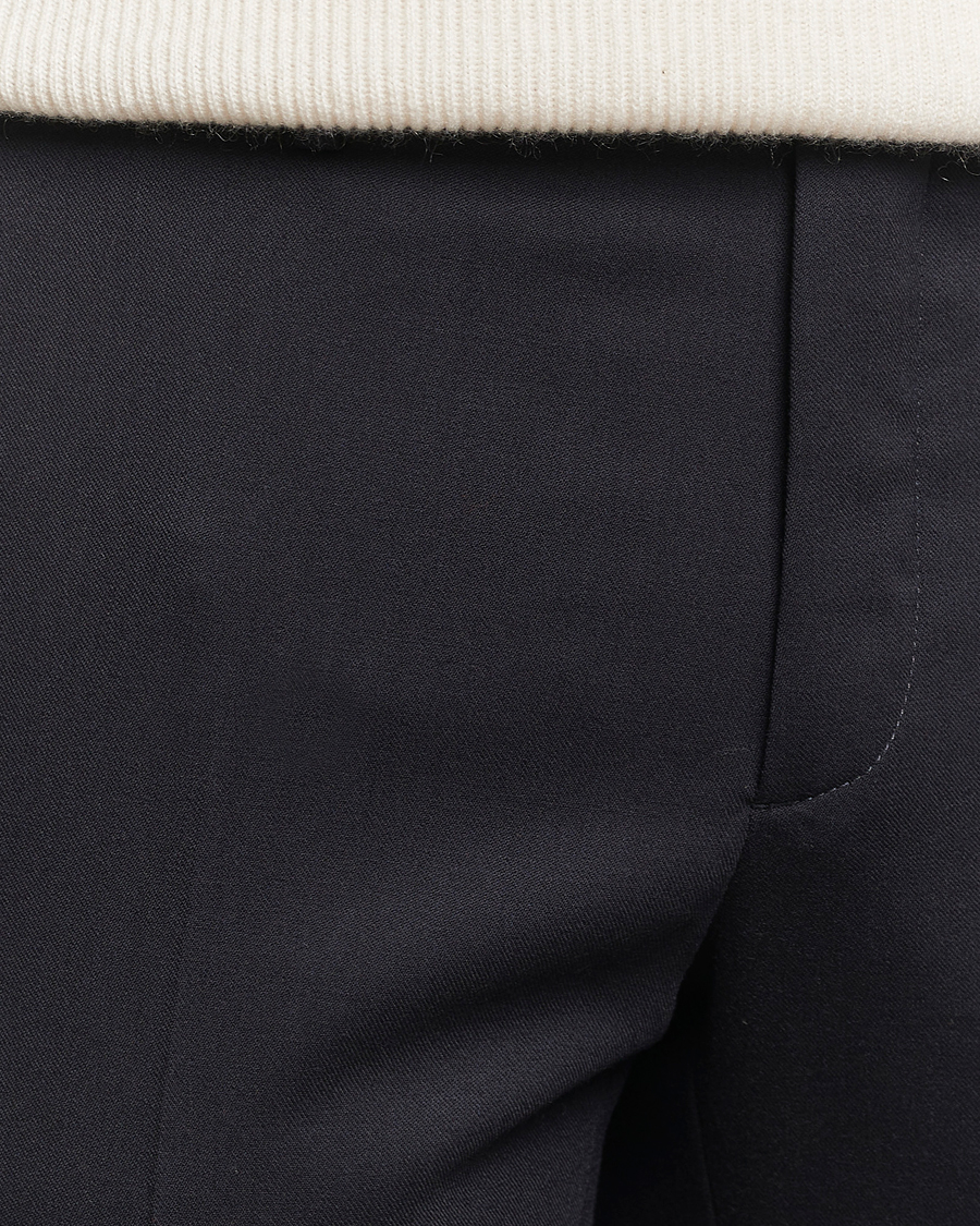 Heren | Broeken | Incotex | Silm Fit Washable Flannel Trousers Navy