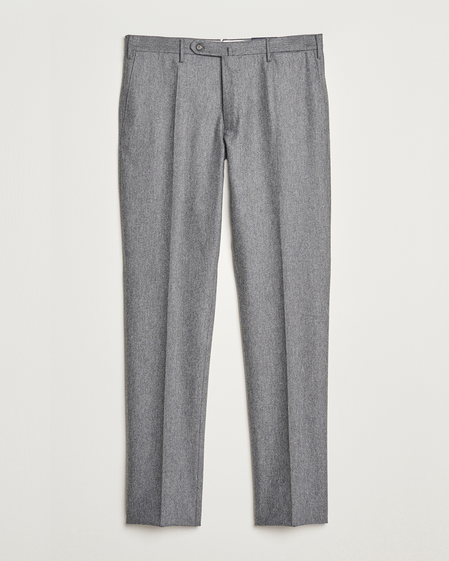 Heren | Broeken | Incotex | Slim Fit Carded Flannel Trousers Grey Melange