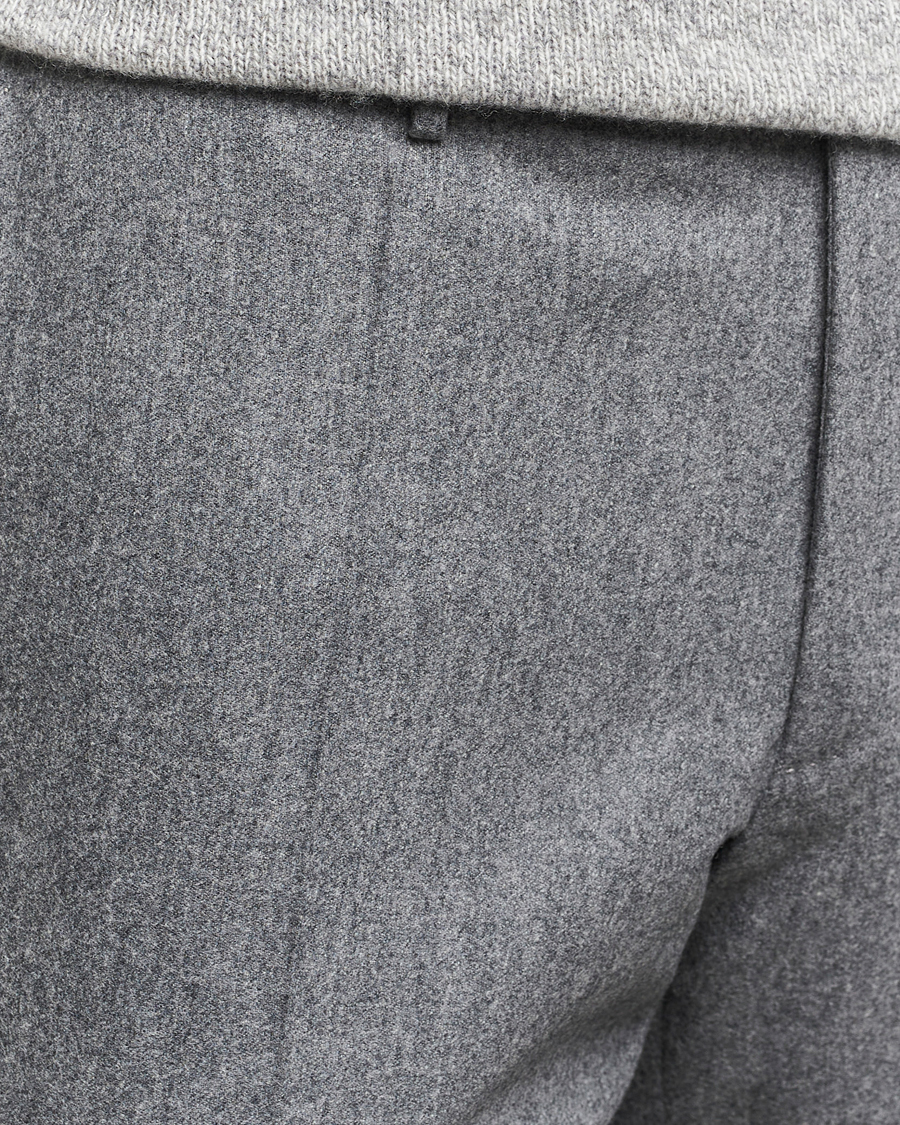 Heren | Broeken | Incotex | Slim Fit Carded Flannel Trousers Grey Melange