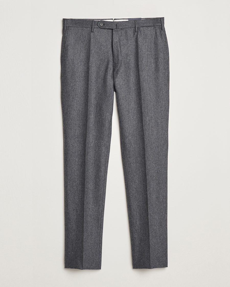 Heren | Broeken | Incotex | Slim Fit Carded Flannel Trousers Dark Grey