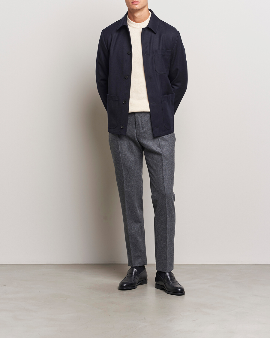 Heren | Broeken | Incotex | Slim Fit Carded Flannel Trousers Dark Grey