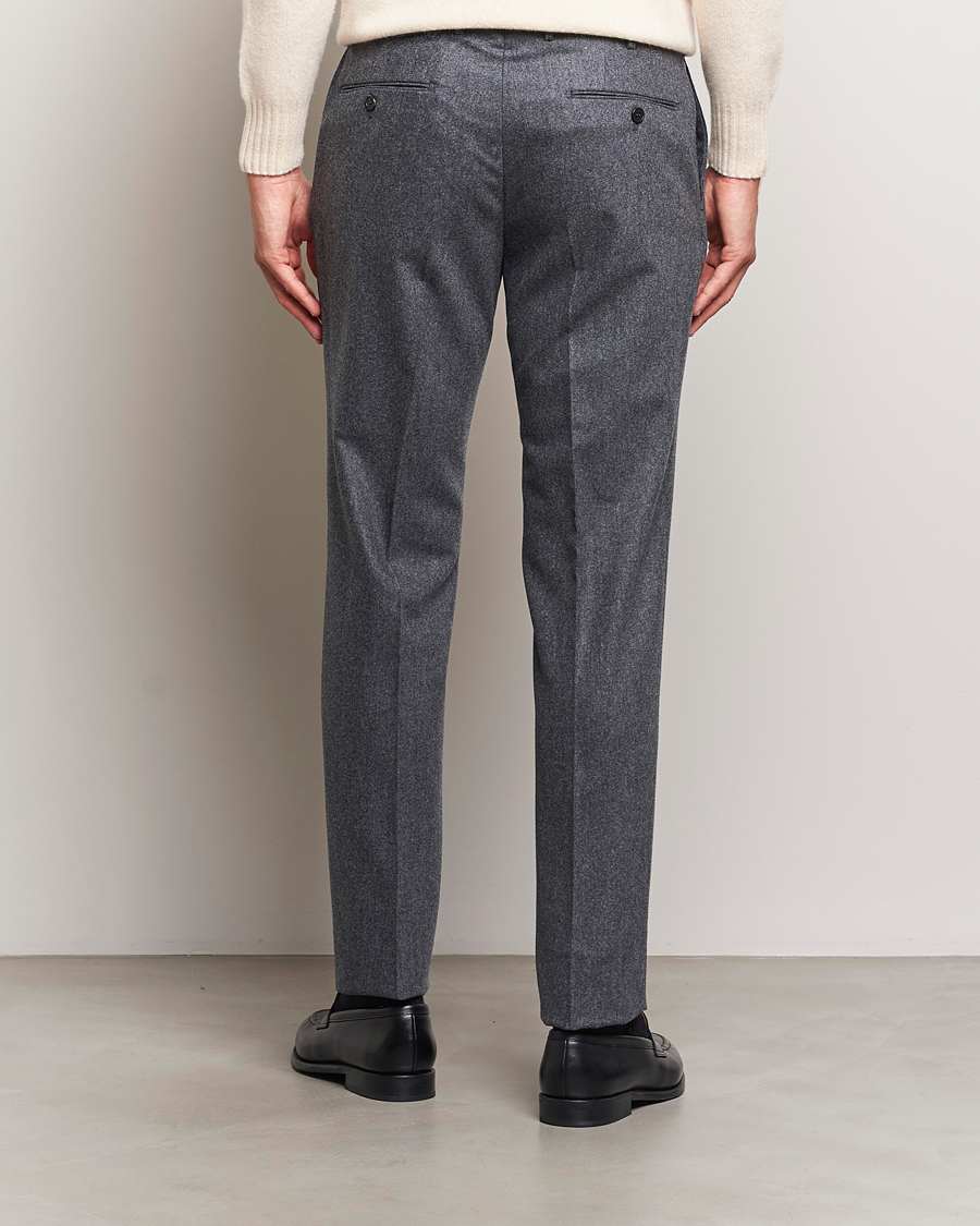 Heren | Broeken | Incotex | Slim Fit Carded Flannel Trousers Dark Grey