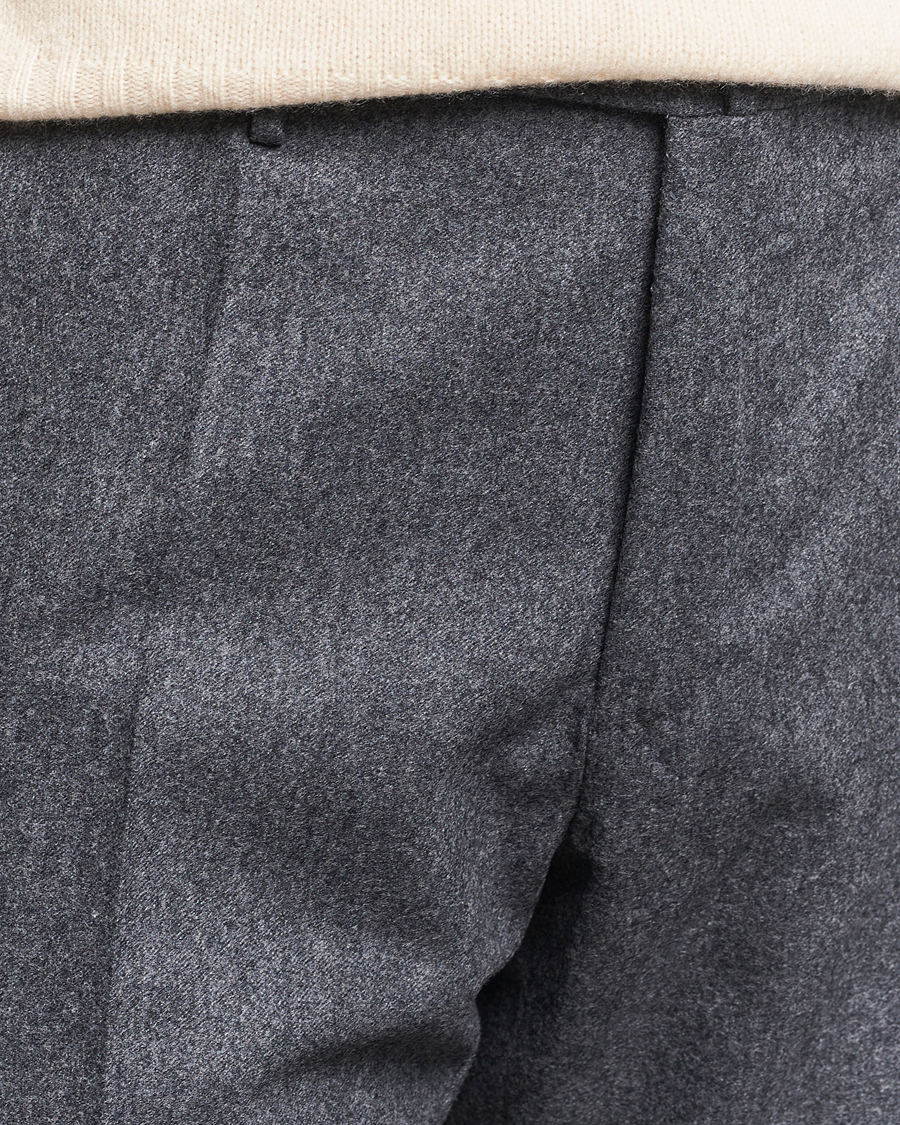 Heren | Broeken | Incotex | Slim Fit Carded Flannel Trousers Dark Grey