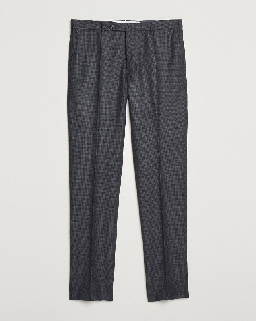 Heren | Broeken | Incotex | Slim Fit Houndstooth Flannel Trousers Light Grey