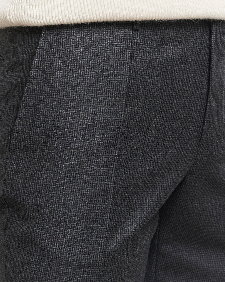 Heren | Broeken | Incotex | Slim Fit Houndstooth Flannel Trousers Light Grey