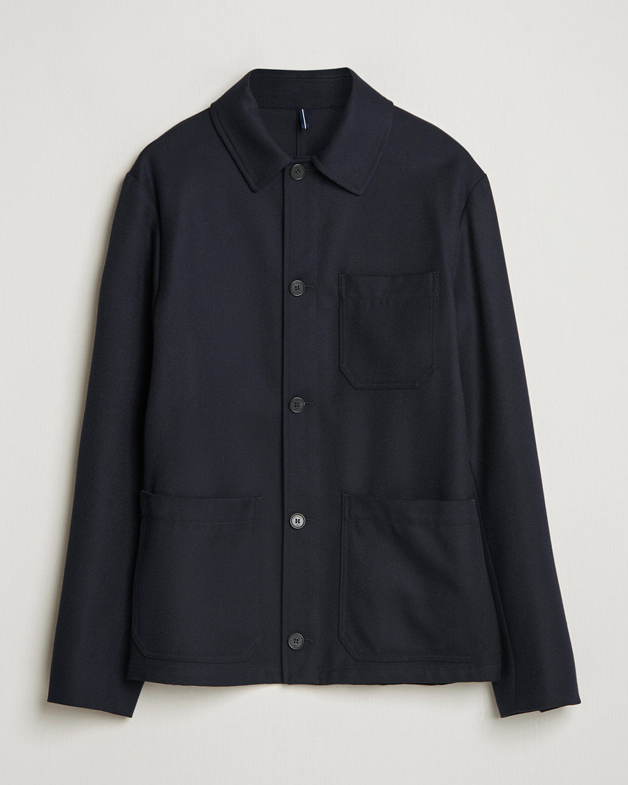 Heren | Jassen | Incotex | Wool Cover Shirt Jacket Navy