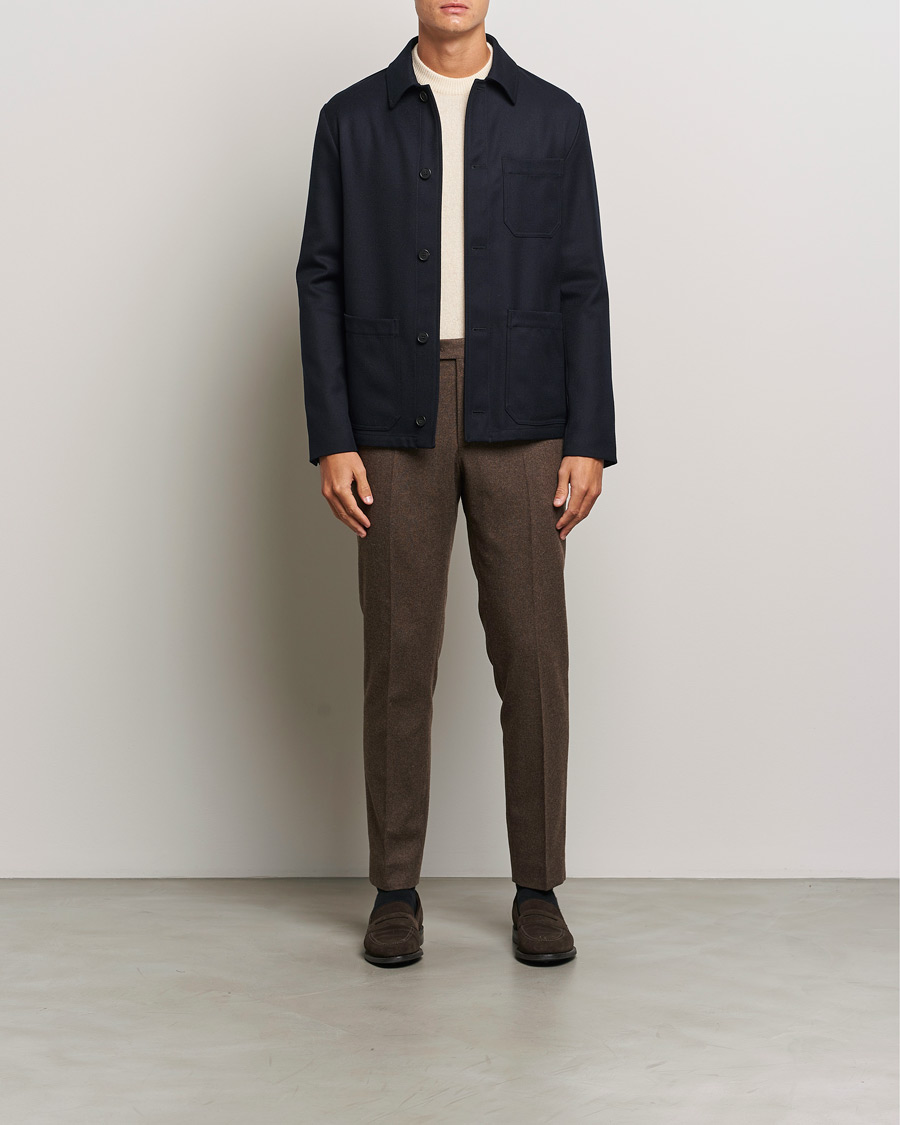 Heren | Jassen | Incotex | Wool Cover Shirt Jacket Navy