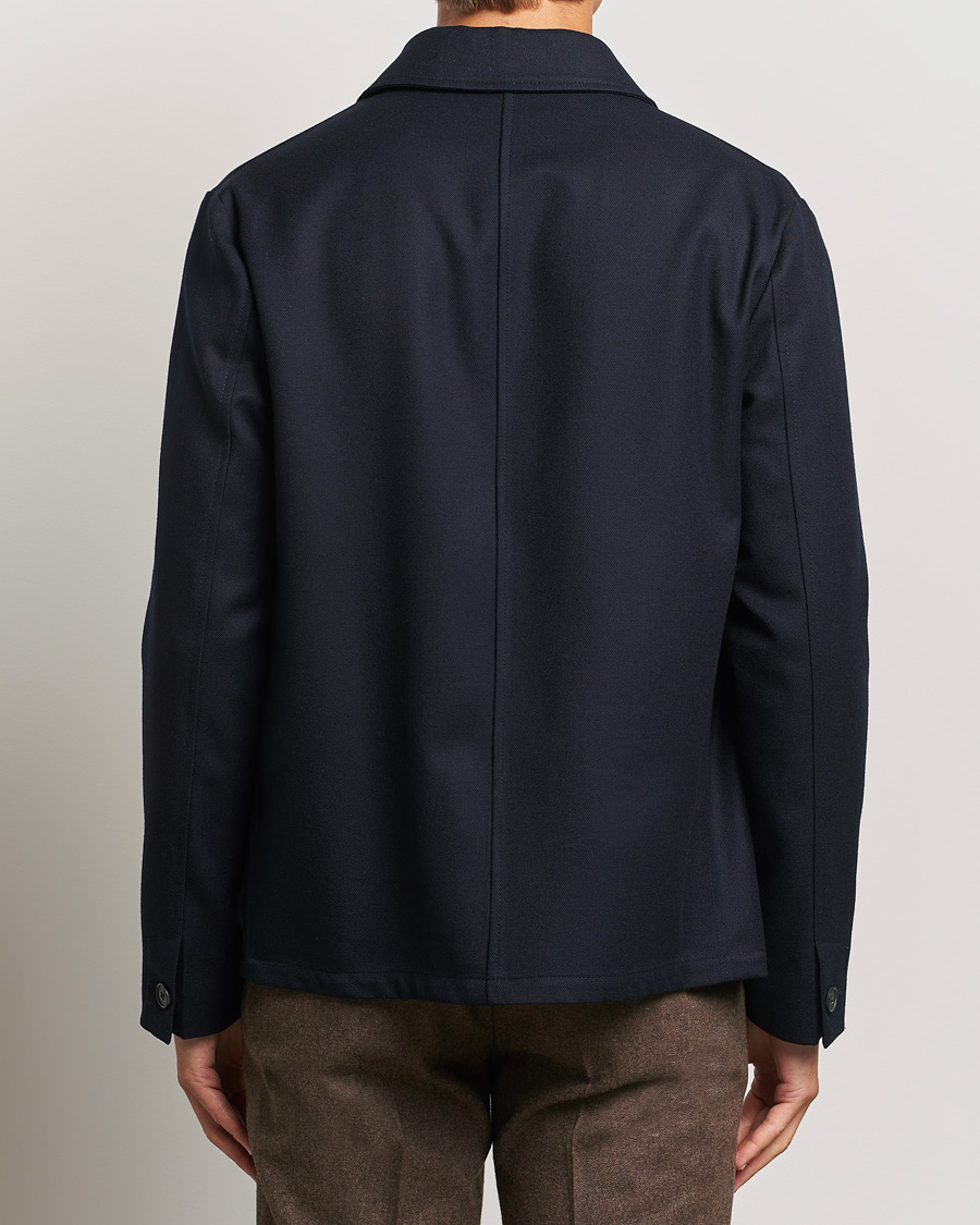 Heren | Jassen | Incotex | Wool Cover Shirt Jacket Navy