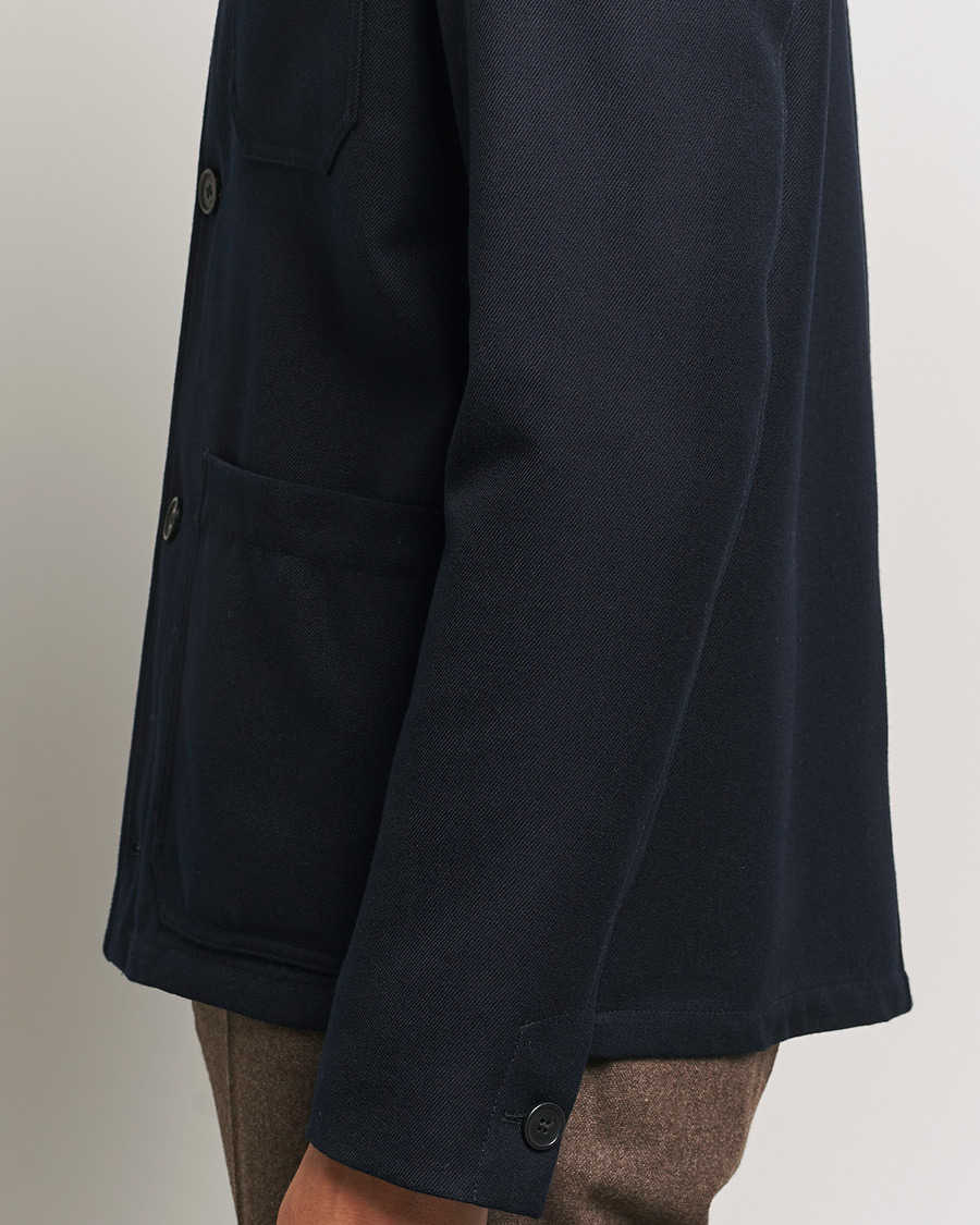 Heren | Jassen | Incotex | Wool Cover Shirt Jacket Navy