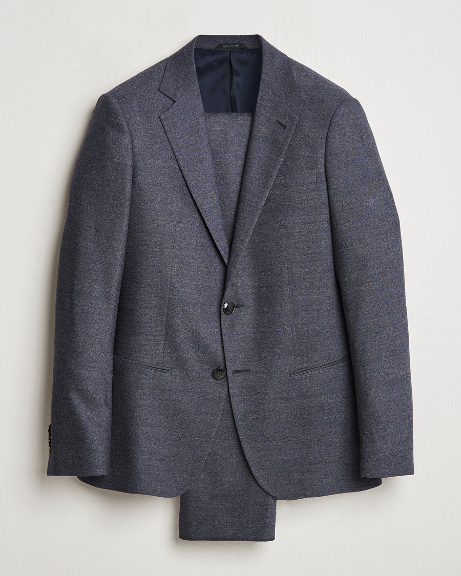 Heren | Pakken | Giorgio Armani | Soho Wool/Cashmere Flannel Suit Navy Melange