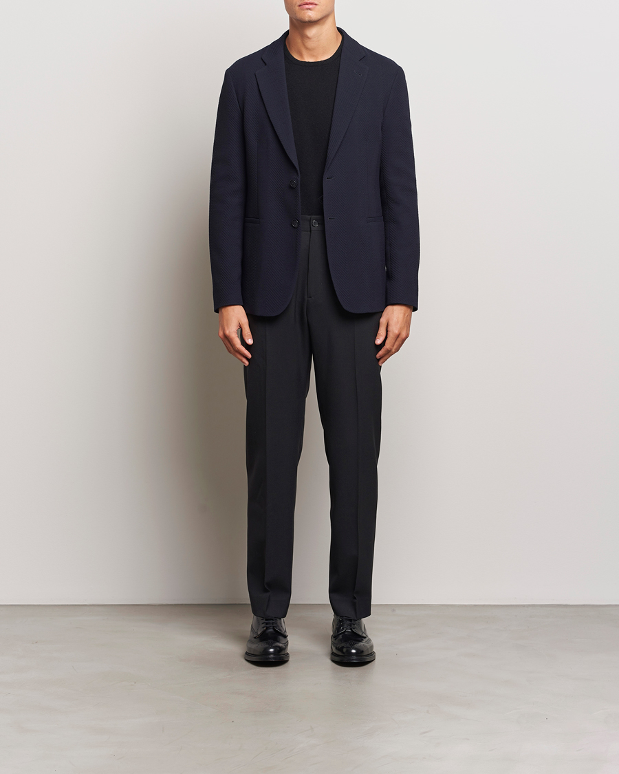 Heren | Blazers | Giorgio Armani | Chevron Wool Stretch Blazer Navy