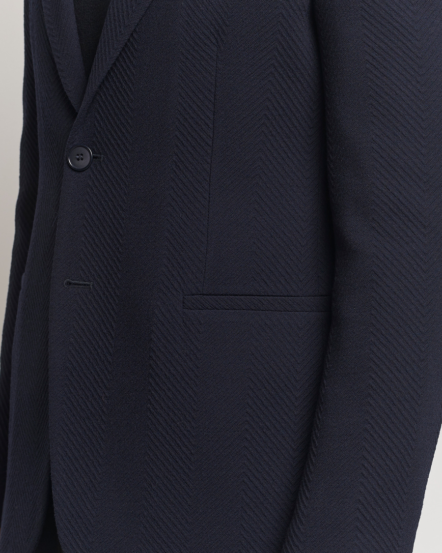 Heren | Blazers | Giorgio Armani | Chevron Wool Stretch Blazer Navy