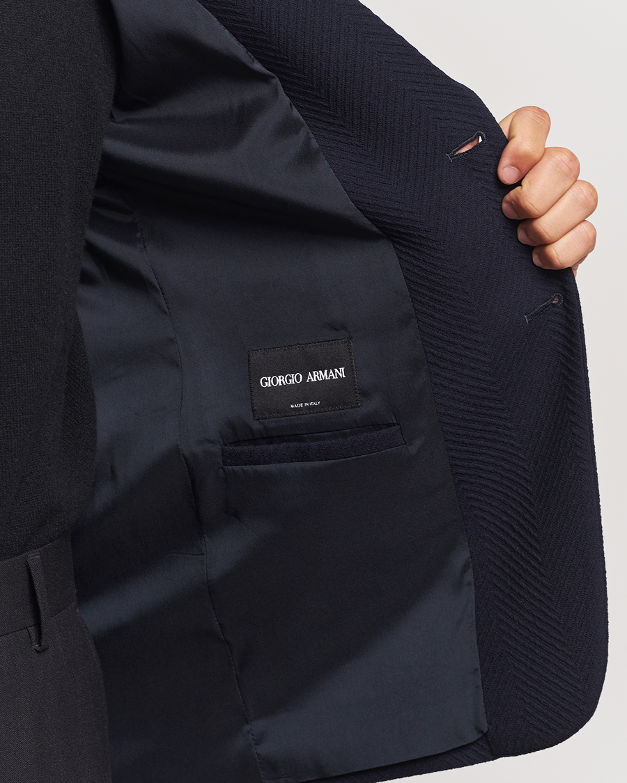 Heren | Blazers | Giorgio Armani | Chevron Wool Stretch Blazer Navy