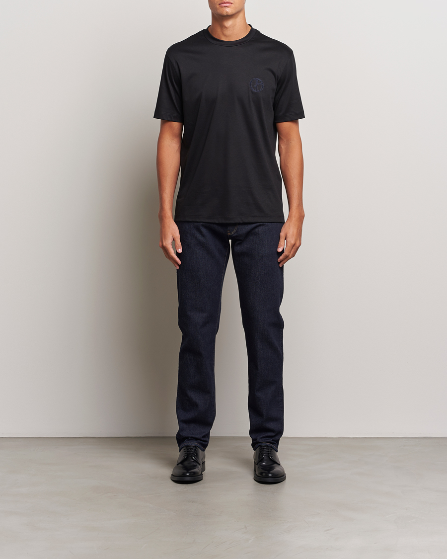 Heren | T-shirts | Giorgio Armani | Embroidered Monogram T-Shirt Black