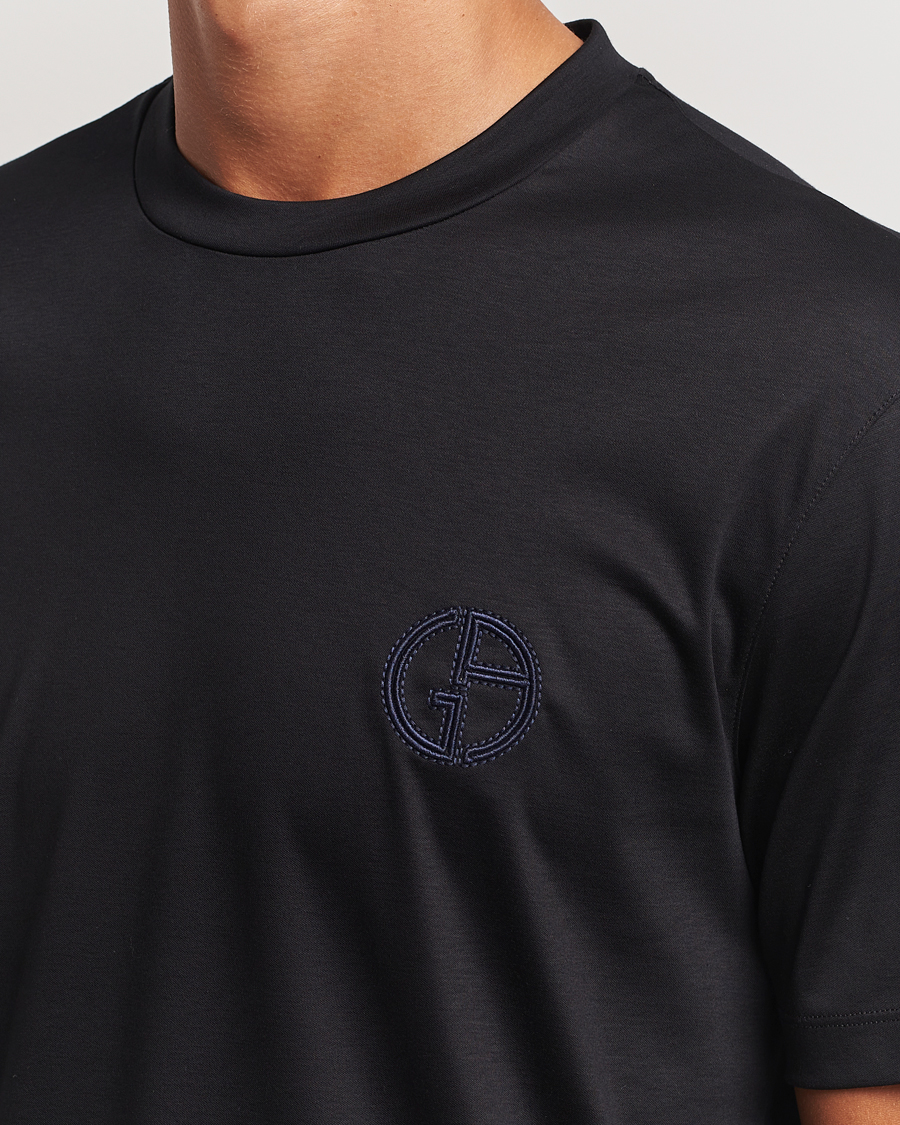 Heren | T-shirts | Giorgio Armani | Embroidered Monogram T-Shirt Black