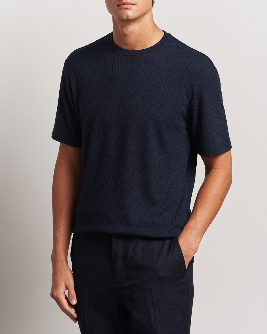 Heren | T-shirts | Giorgio Armani | Viscose/Cashmere T-Shirt Midnight