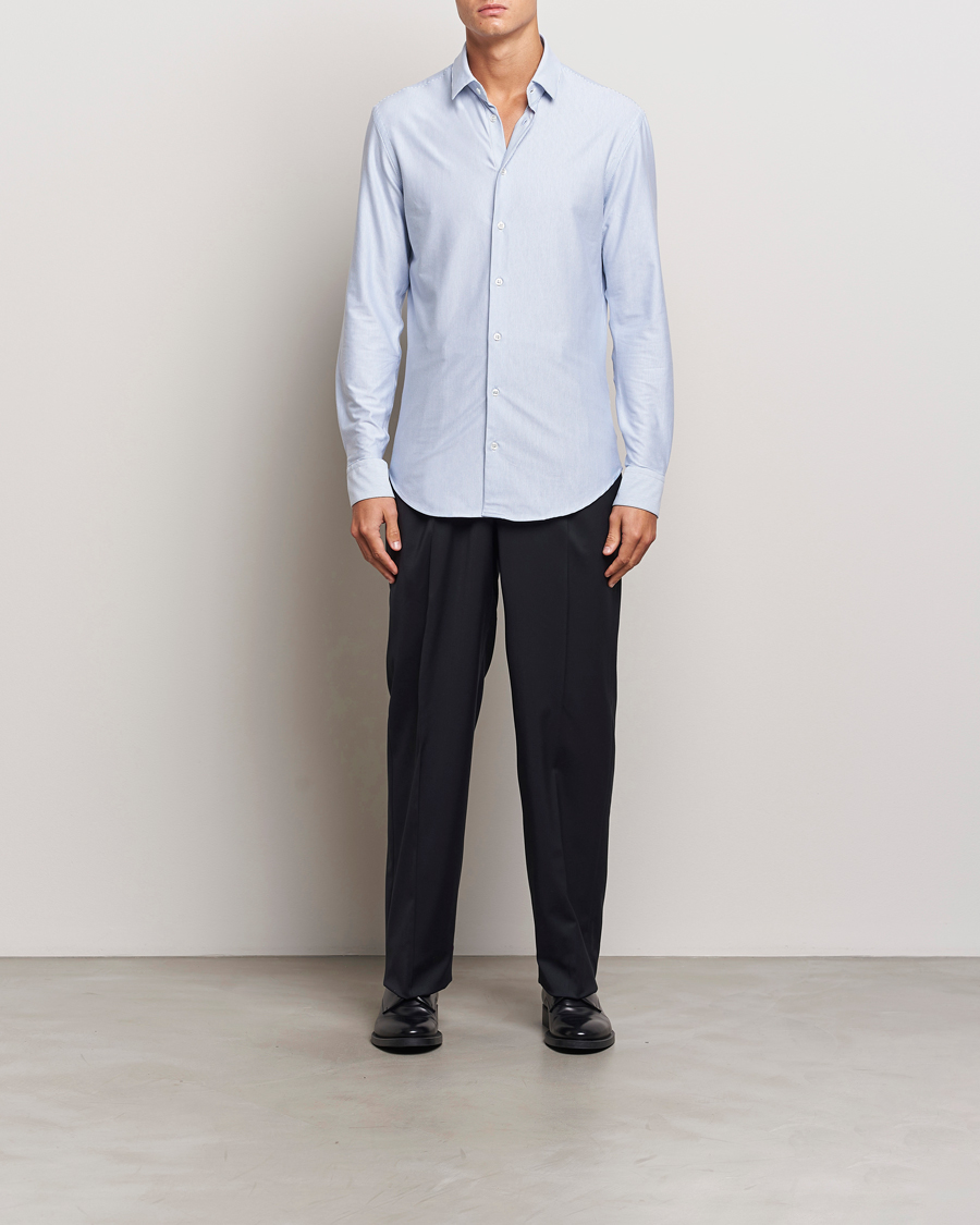 Heren | Overhemden | Giorgio Armani | Jersey Stretch Shirt Light Blue Stripe