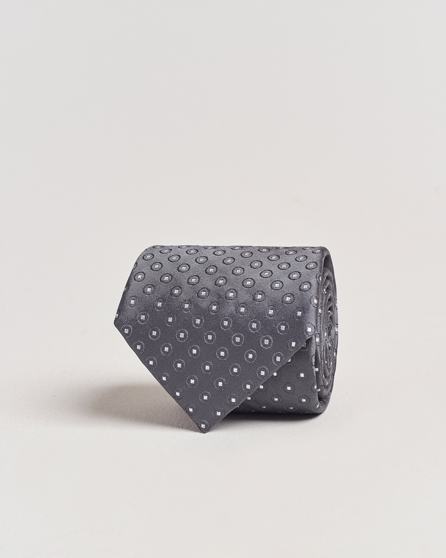 Heren | Giorgio Armani Jacquard Dot Silk Tie Steel Grey | Giorgio Armani | Jacquard Dot Silk Tie Steel Grey