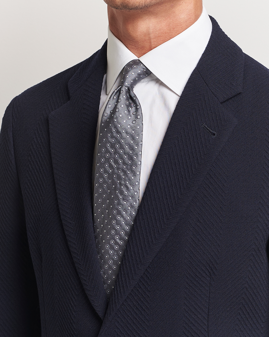 Heren | Giorgio Armani Jacquard Dot Silk Tie Steel Grey | Giorgio Armani | Jacquard Dot Silk Tie Steel Grey