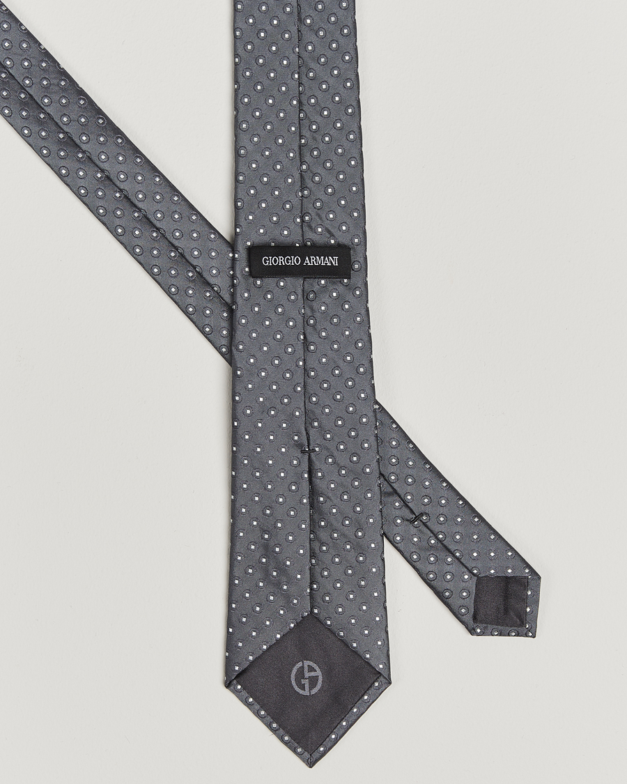 Heren | Giorgio Armani Jacquard Dot Silk Tie Steel Grey | Giorgio Armani | Jacquard Dot Silk Tie Steel Grey