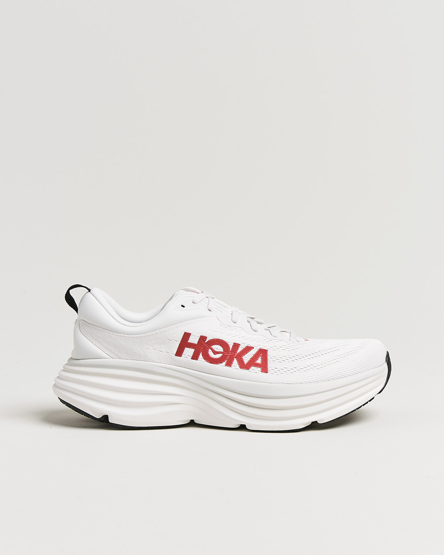 Heren | Hoka Bondi 8 White/Vermillion | Hoka | Bondi 8 White/Vermillion