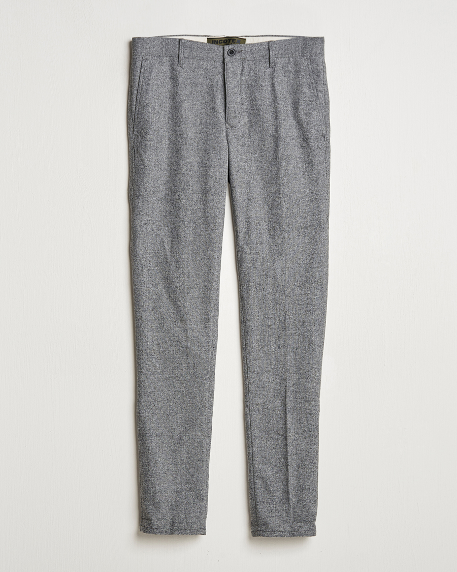 Heren | Broeken | Incotex | Slim Fit Washed Wool Stretch Slacks Light Grey