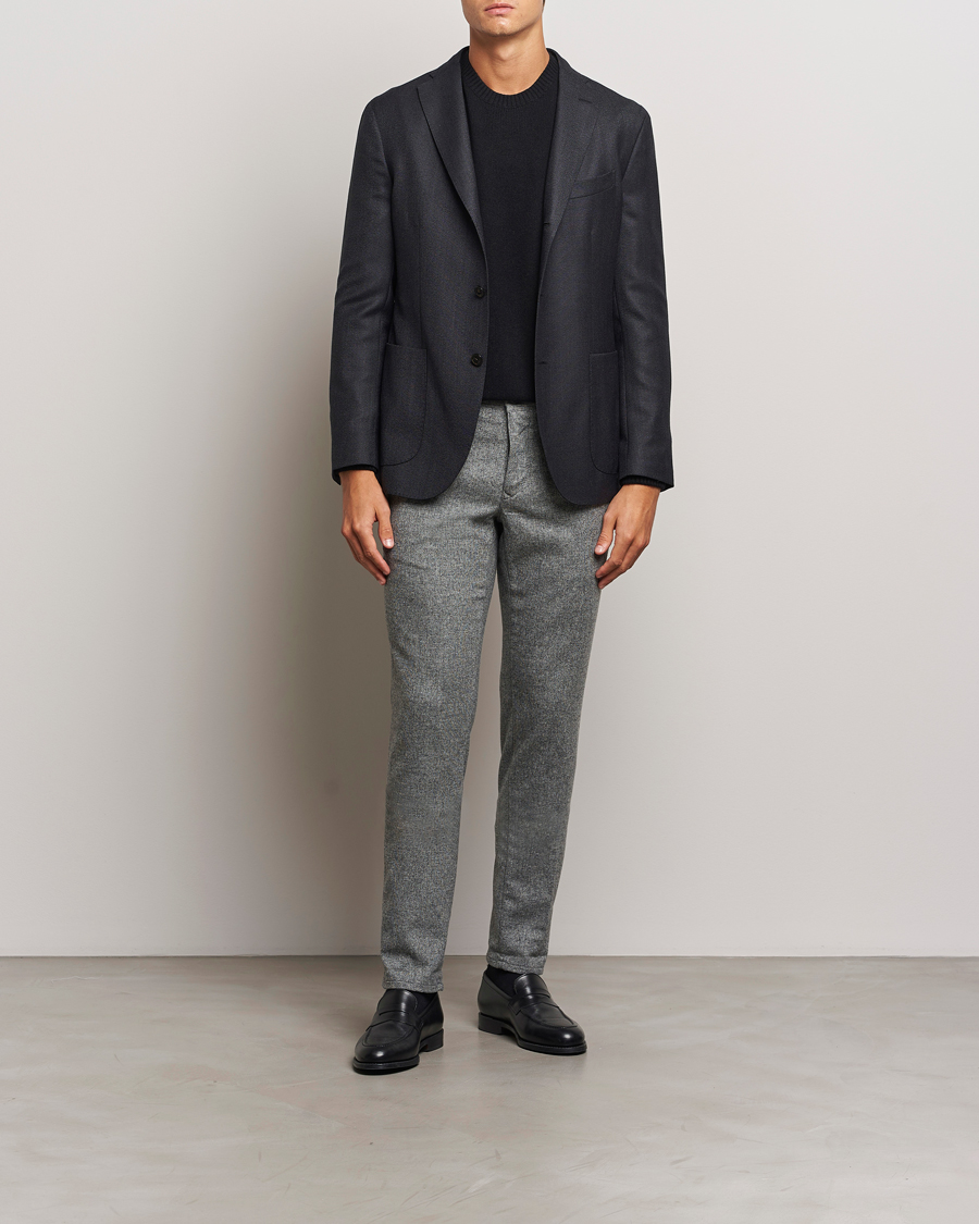 Heren | Broeken | Incotex | Slim Fit Washed Wool Stretch Slacks Light Grey