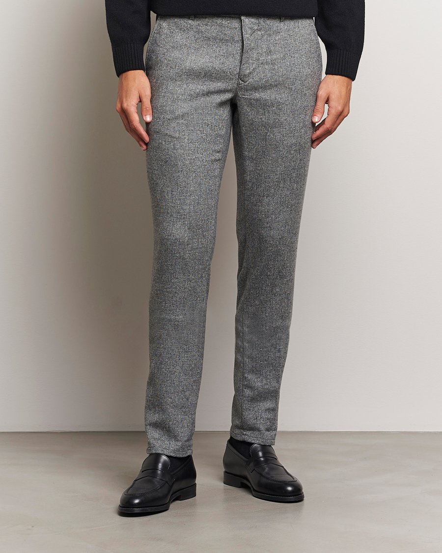 Heren | Broeken | Incotex | Slim Fit Washed Wool Stretch Slacks Light Grey