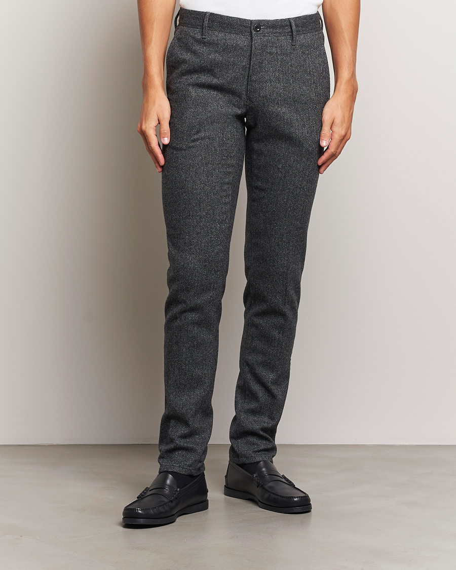 Heren | Broeken | Incotex | Slim Fit Washed Wool Stretch Slacks Dark Grey
