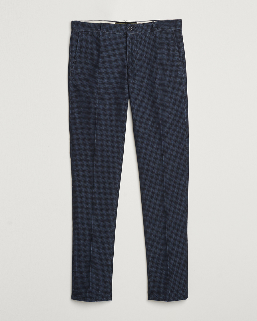 Heren | Broeken | Incotex | Slim Fit Houndstooth Stretch Slacks Navy