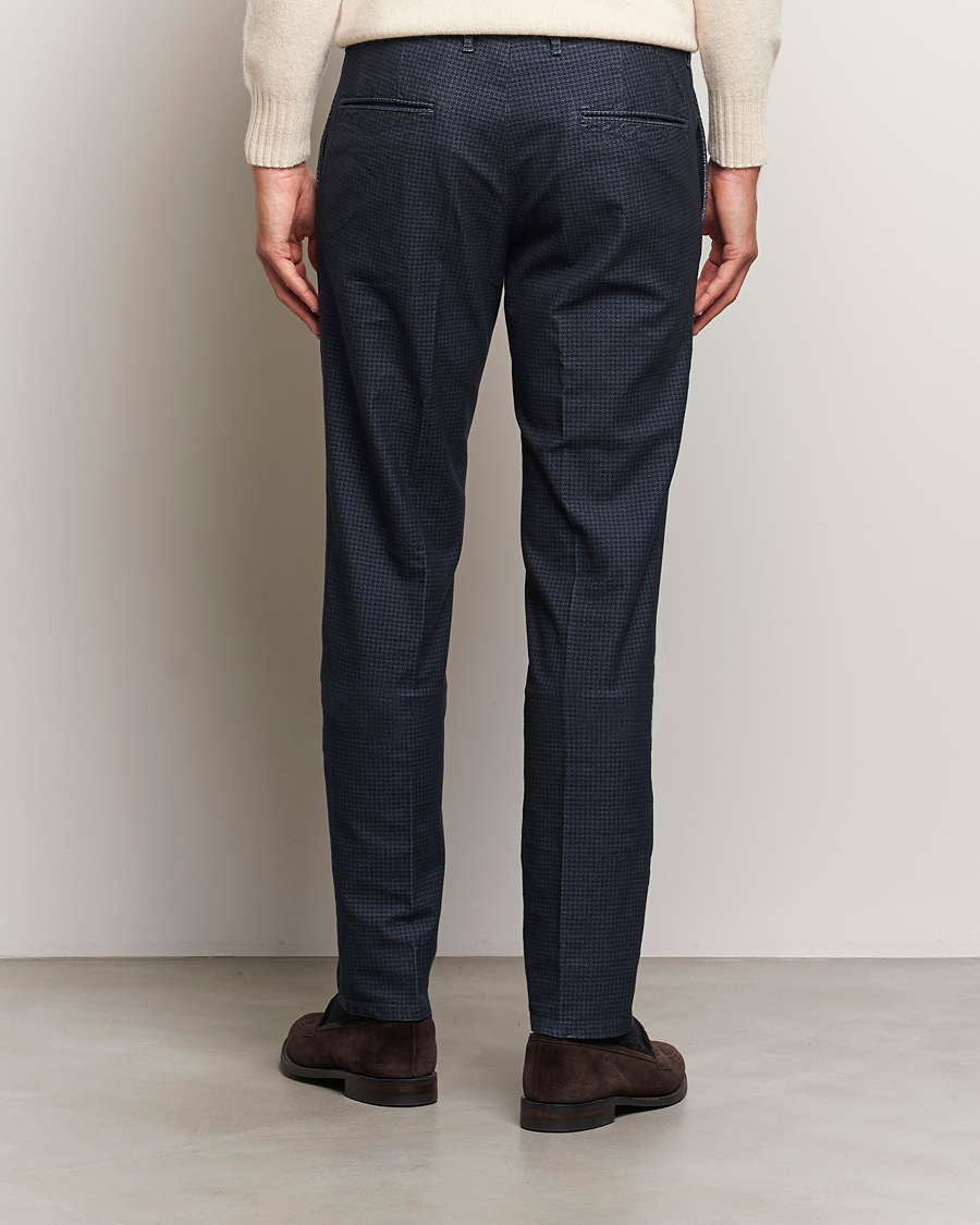 Heren | Broeken | Incotex | Slim Fit Houndstooth Stretch Slacks Navy