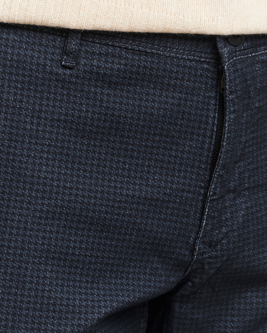 Heren | Broeken | Incotex | Slim Fit Houndstooth Stretch Slacks Navy