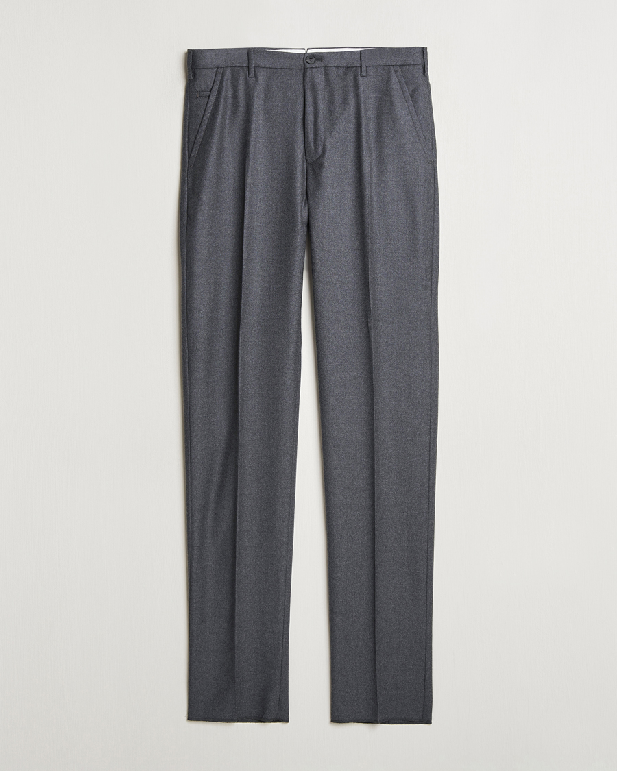 Heren | Broeken | Incotex | Regular Fit Flannel Trousers Grey