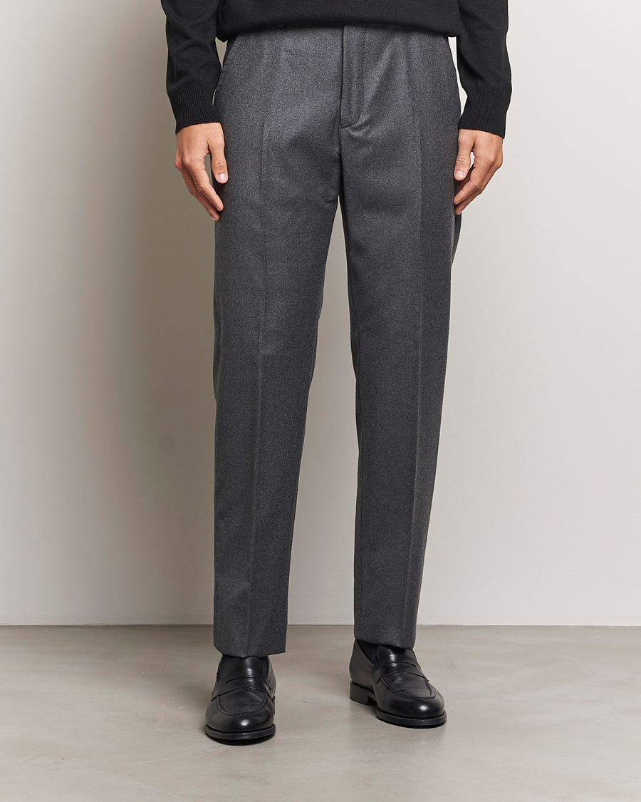 Heren | Broeken | Incotex | Regular Fit Flannel Trousers Grey