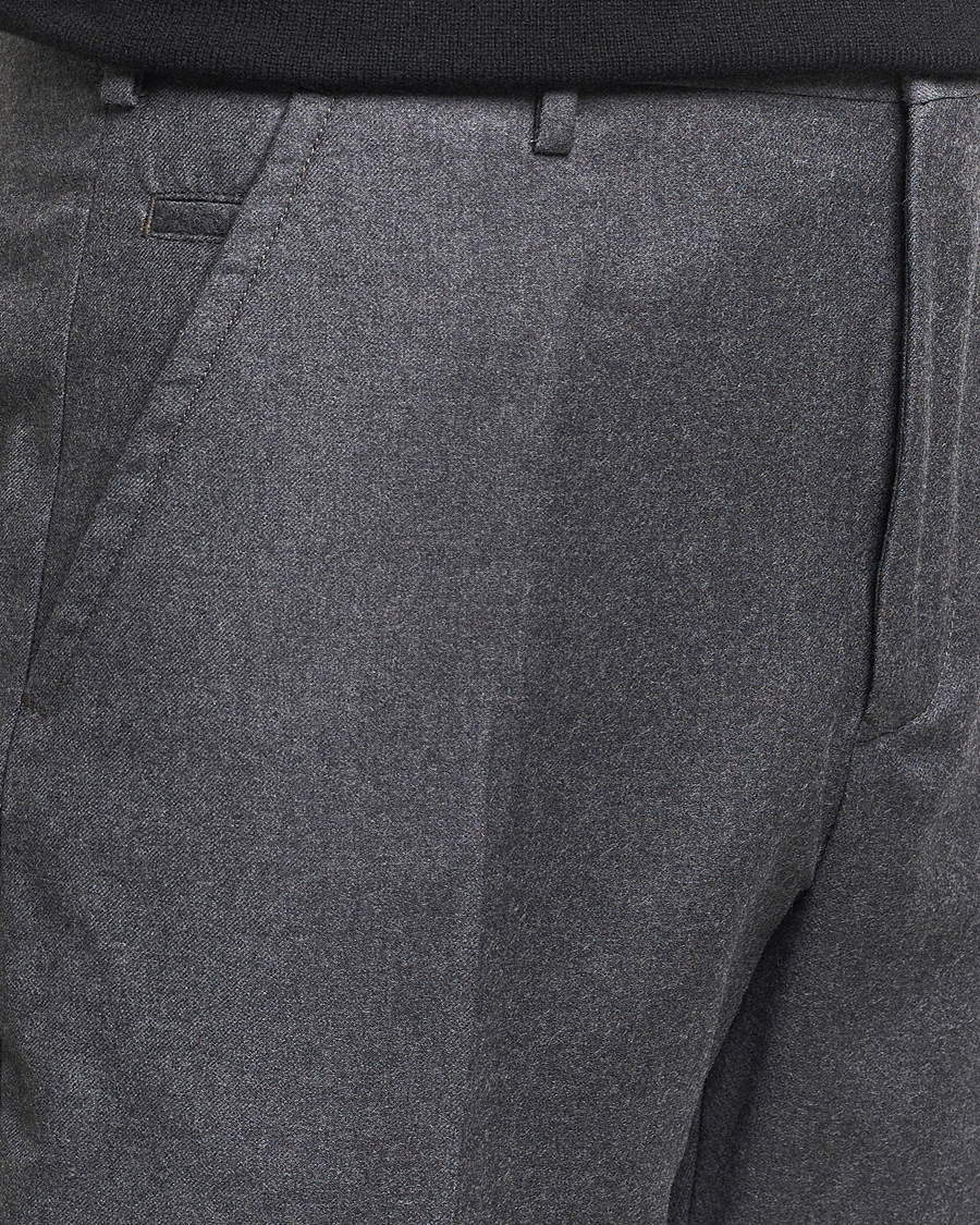 Heren | Broeken | Incotex | Regular Fit Flannel Trousers Grey