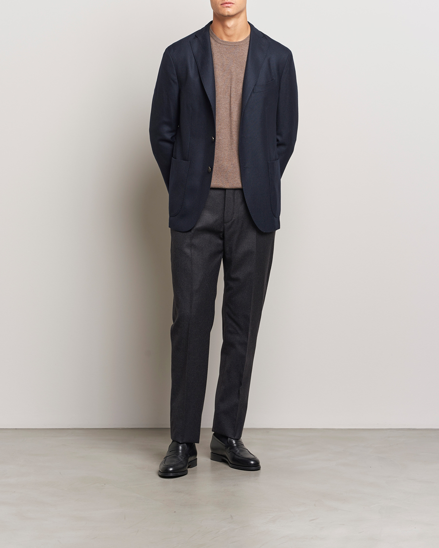 Heren | Broeken | Incotex | Regular Fit Flannel Trousers Charcoal