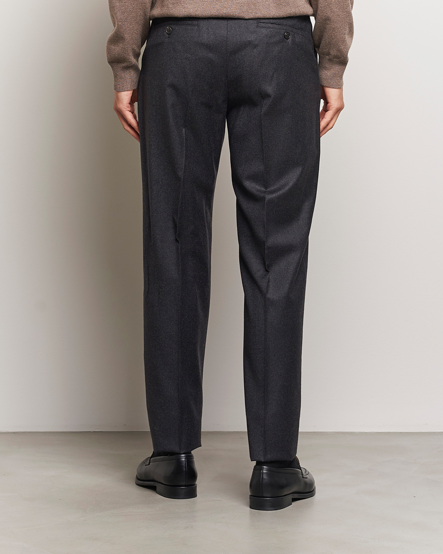 Heren | Broeken | Incotex | Regular Fit Flannel Trousers Charcoal