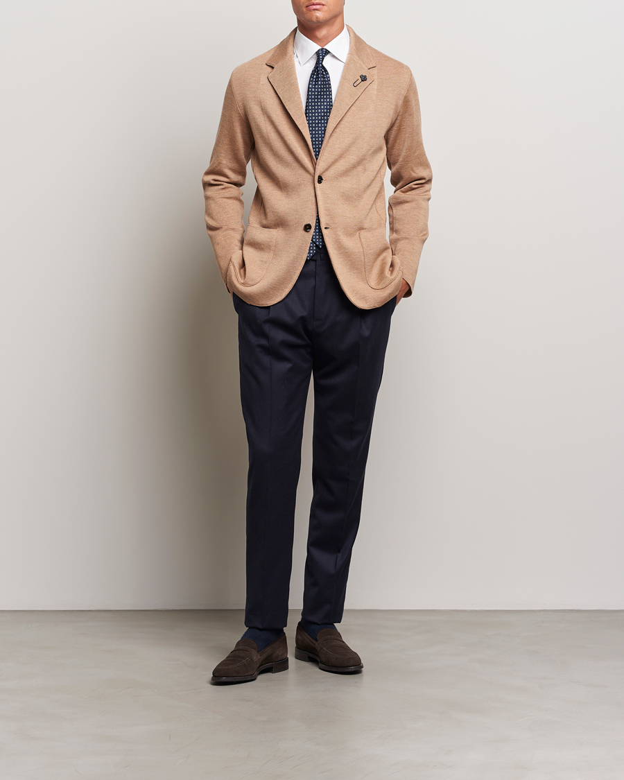 Heren | Blazers | Lardini | Knitted Wool Blazer Beige