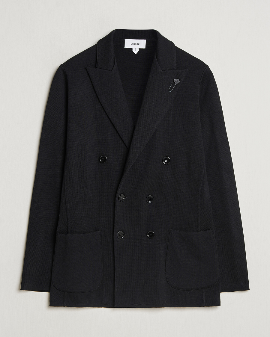 Heren | Blazers | Lardini | Knitted Double Breasted Wool Blazer Black